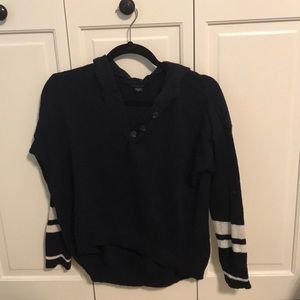 American Eagle Navy Henley Hooded Sweater